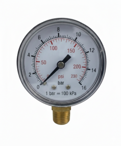 SS Pressure Gauge 150mm Dual Scale 0-16 Bar/PSI | Brass ½